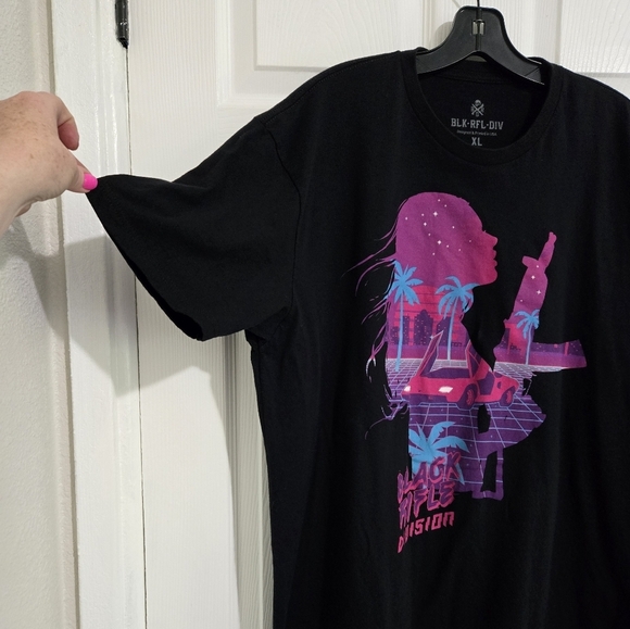 BLK-RFL-DIV T-Shirt Womens Size XL Black Pink Short Sleeve Cotton - Picture 4 of 9